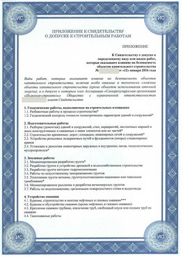 Приложение к свидетельству о допуске к строительным работам Новочеркасск СРО в строительстве